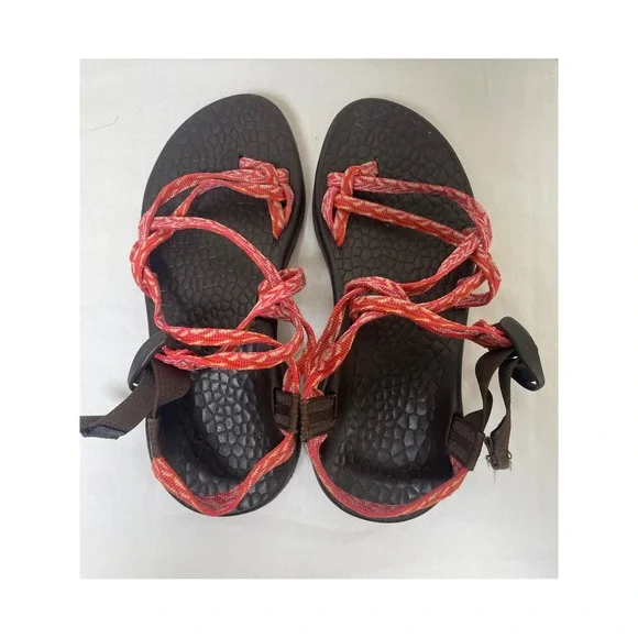 Chaco Z/Cloud 2 Sandals Womens 9 Brown Pink Orange Good Strappy Toe Loop Sporty - Picture 7 of 7